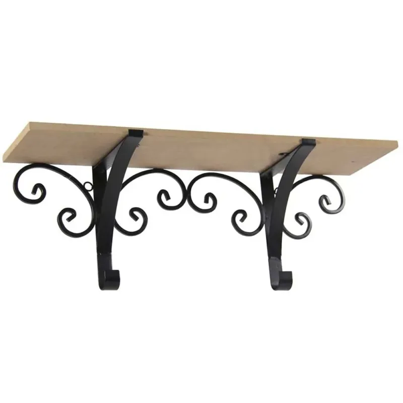 Direttamente Dal Produttore Mensola Parete Rettangolare Mensola Scaffale Metallo e Legno Design Rustico
