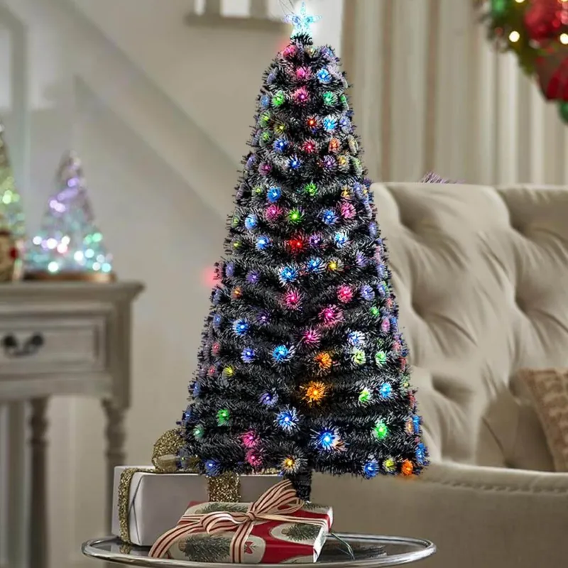 Albero di natale Luminoso 60 cm con Luci LED Fibra Ottica Multicolor Innevato Super Prezzo