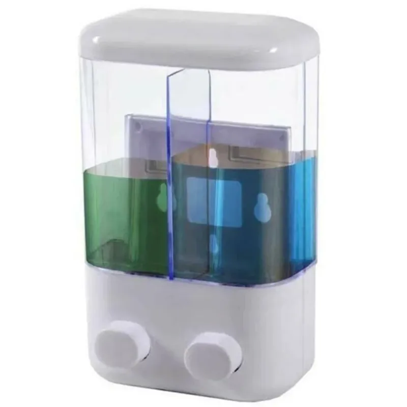 Dispenser Sapone Liquido Doppio a Parete Casa Negozio Bagno 2 x 500 ml Bianco Non Perdere