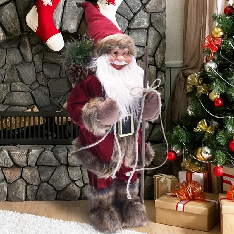 Babbo Natale Nordico 80 cm in Plastica Vestiti in Tessuto Decorazione Natalizia Prezzo Di Fabbrica
