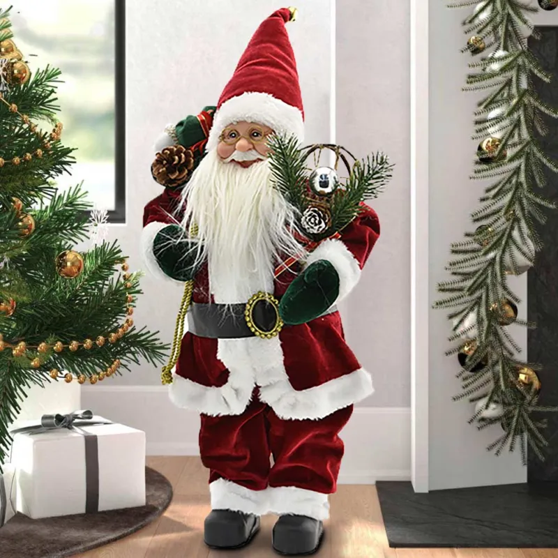 Statuina Babbo Natale Classico 45 cm Colore Rosso Addobbo Natalizio Realistica Offerta Lampo
