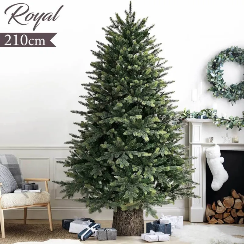 Albero di Natale 210cm Super Folto 2332 Rami Pino Verde Base Tronco in Resina Soddisfatti O Rimborsati
