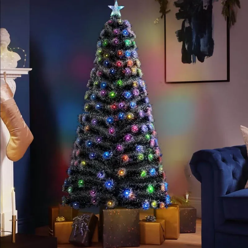 Quantità Limitata Albero di natale Luminoso 150cm con Luci LED Fibra Ottica Multicolor Innevato