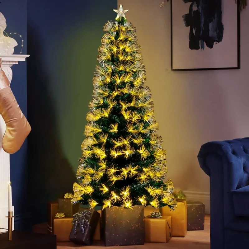 Offerta Limitata Albero di natale Luminoso 120cm con Luci LED Fibra Ottica Bianco Caldo