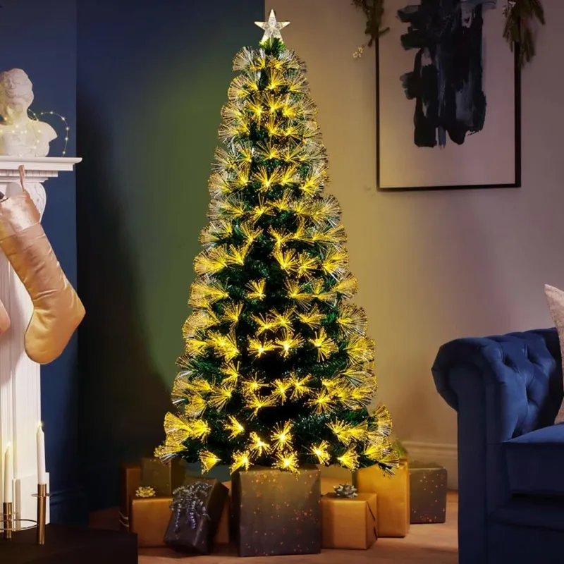 Prezzo Scontato Albero di natale Luminoso 150 cm con Luci LED Fibra Ottica Bianco Caldo