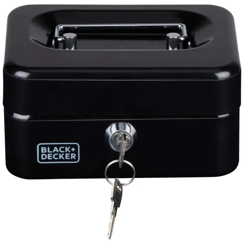 BLACK+DECKER Cassetta Portavalori Nera Cassaforte con 2 Chiavi e 6 Scomparti Ultimissimo Modello