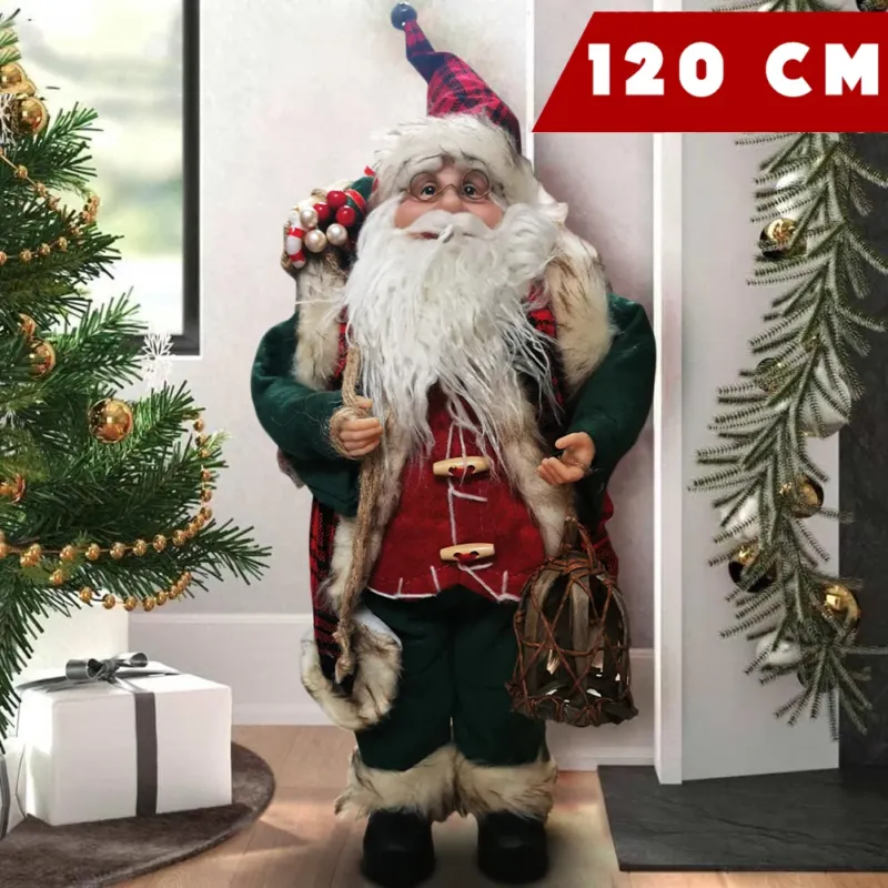 Super Prezzo Statuina Babbo Natale Classico 120 cm Verde Rosso Addobbo Natalizio Realistico