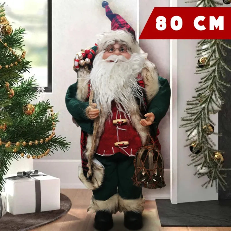 Prezzo Conveniente Statuina Babbo Natale Classico 80 cm Verde Rosso Addobbo Natalizio Realistico