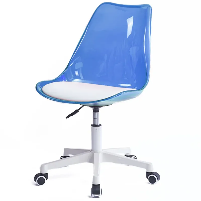 Sedia da Scrivania con ruote e Schienale trasparente Blu Poltrona da Ufficio Bestseller