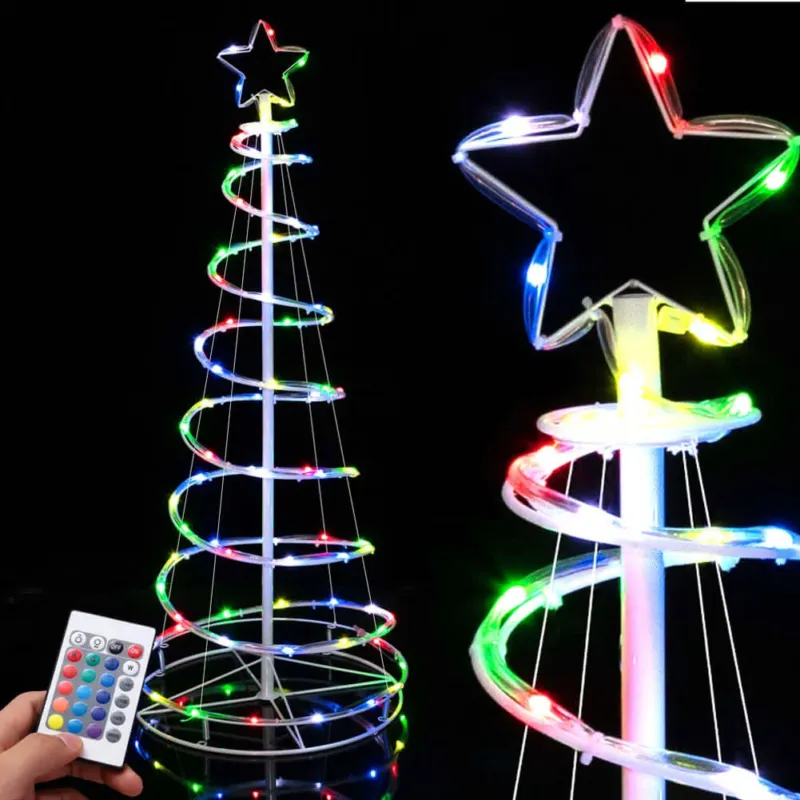 Popolare Albero di Natale Luminoso 73 Luci a Led Spirale per Interno ed Esterno 120 CM