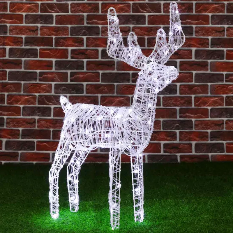 Ultime Pezzi Renna Natalizia Luminosa per Esterno 80 LED Bianco Freddo Addobbi 3D Natale