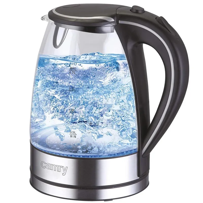 Economico Bollitore Elettrico in Vetro 1,7Lt 2000W Acqua Calda Cordless con Luce LED Blu