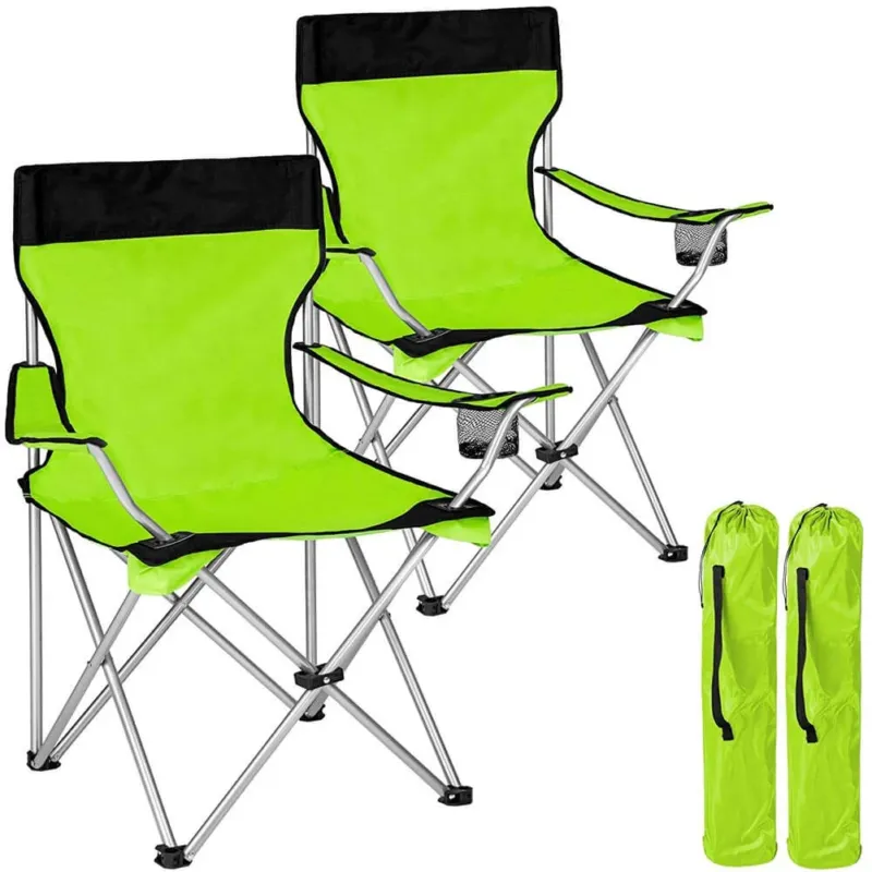 Quantità Limitata 2x Sedie Pieghevoli Da Campeggio Con Borsa Camping Sedia Spiaggia Esterno Verde