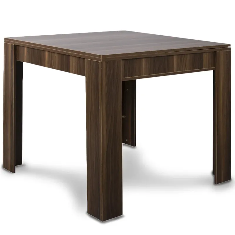 Tavolo da Pranzo Quadrato 90x90 in Legno Noce Allungabile con Apertura a Libro Saldi