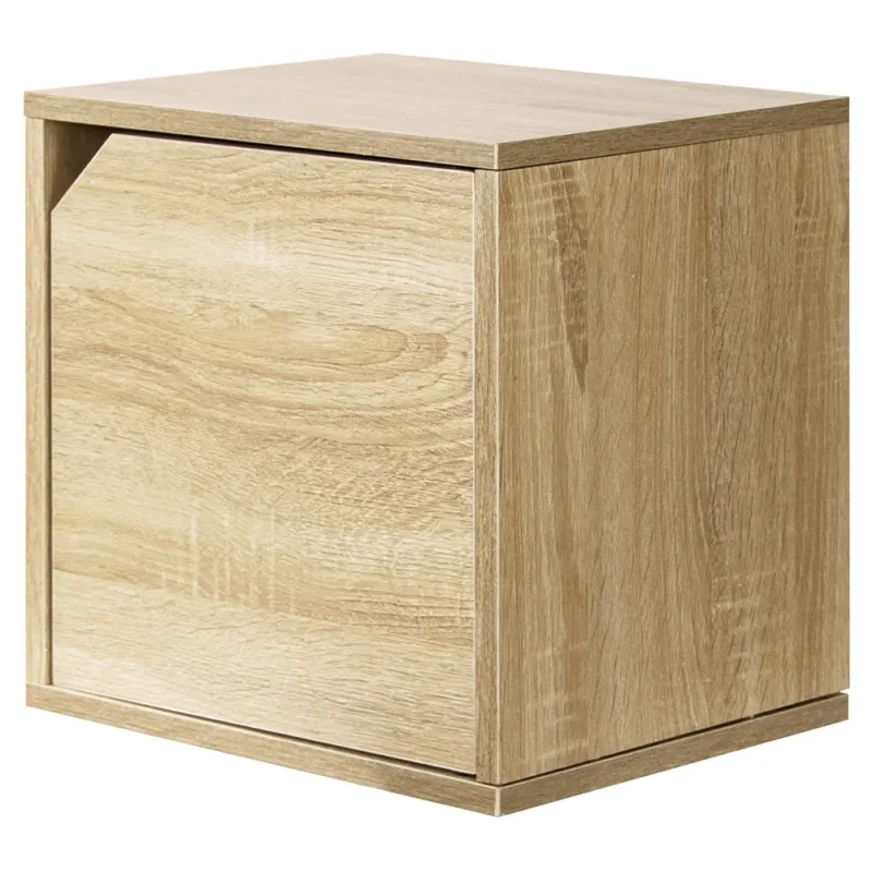 Mensola Cubo con 1 Anta da Parete Scaffale Montaggio Muro Quercia Design Moderno Prezzo Basso