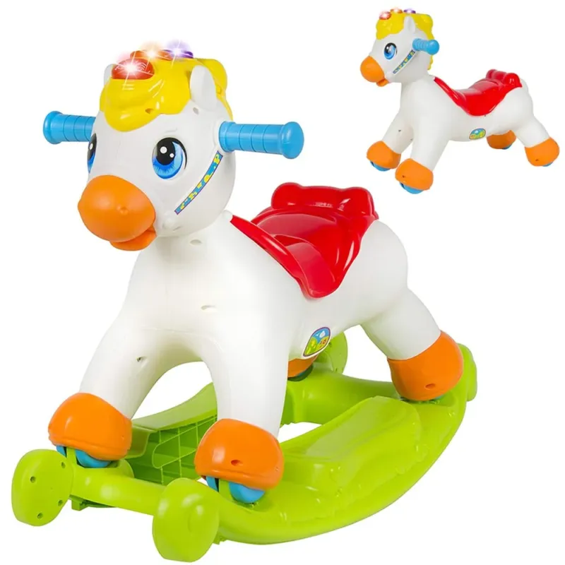 Cavallo a Dondolo 2in1 Cavalluccio Cavalcabile Ride On Ruote Luci Suoni Bambino Prezzo Ridotto