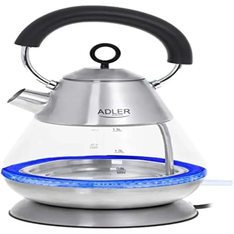 Adler Bollitore Vetro Elettrico 2200W Capacità 1,5 Lt con Spegnimento Automatico Direttamente Dal Produttore