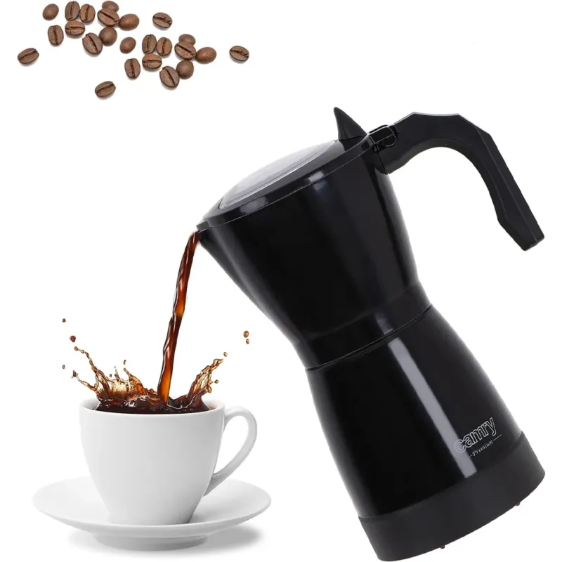 Camry CR 4415 Caffettiera Moka Elettrica 300ml 6 Tazzine 480W Base Rotante Nera Affare