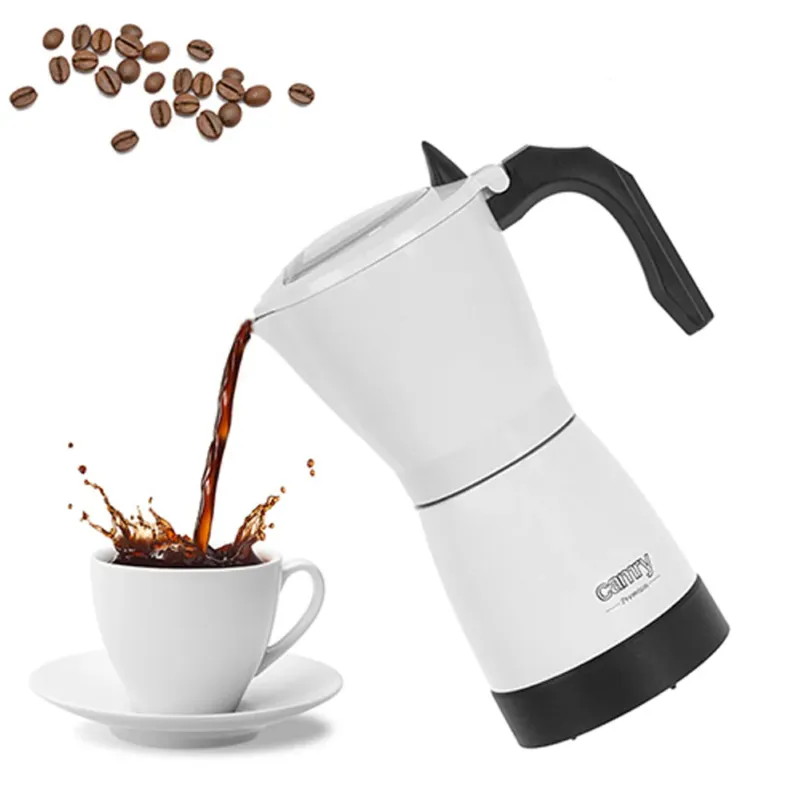 Camry CR4415 Caffettiera Moka Elettrica 300ml 6 Tazzine 480W Base Rotante Bianco Sconto