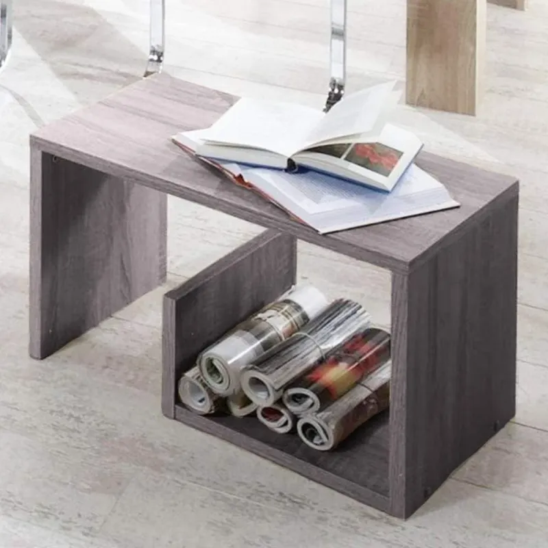 Offerta Lampo Tavolino Caffe Divano con Ripiano Portariviste Design Moderno 59x36x38cm Grigio