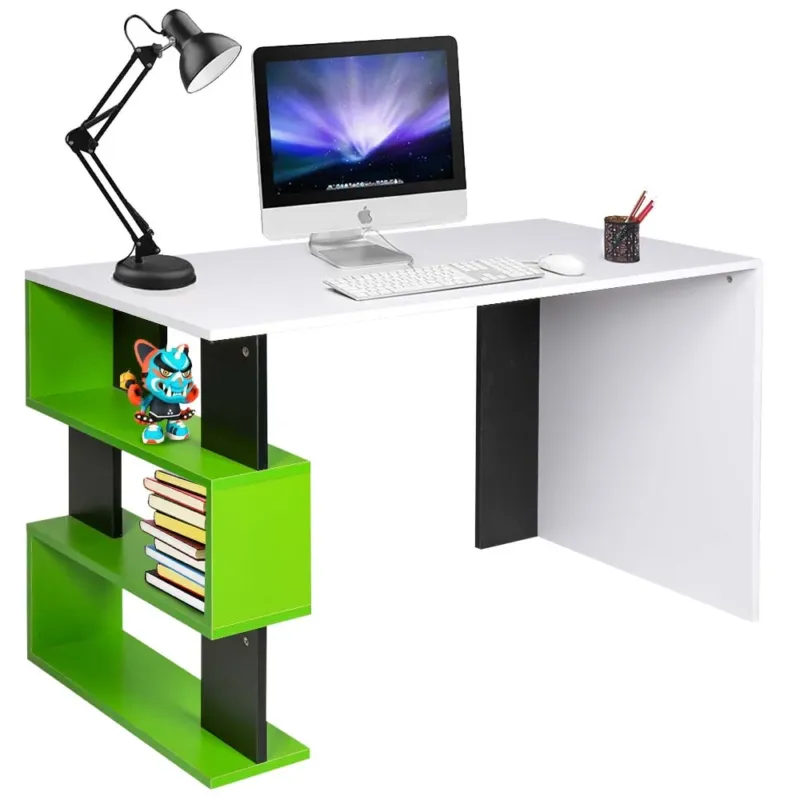 Scrivania Libreria 3 Ripiani Tavolo Porta Pc Computer Legno Casa Ufficio Verde Affare