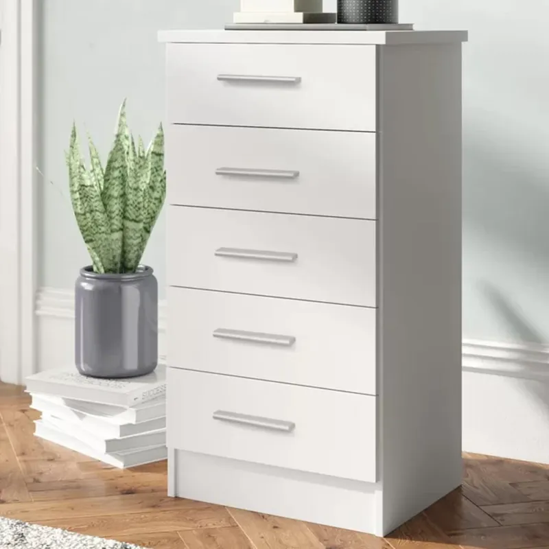 Must-Have Mobile Cassettiera Mobiletto 5 Cassetti in Legno Design Moderno Bianco 35x41x108