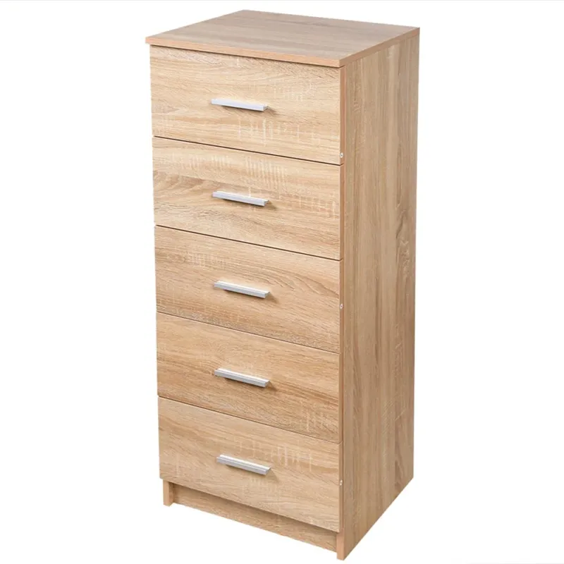 Reso Gratuito Mobile Cassettiera Mobiletto 5 Cassetti in Legno Design Moderno Querci 35x41x108