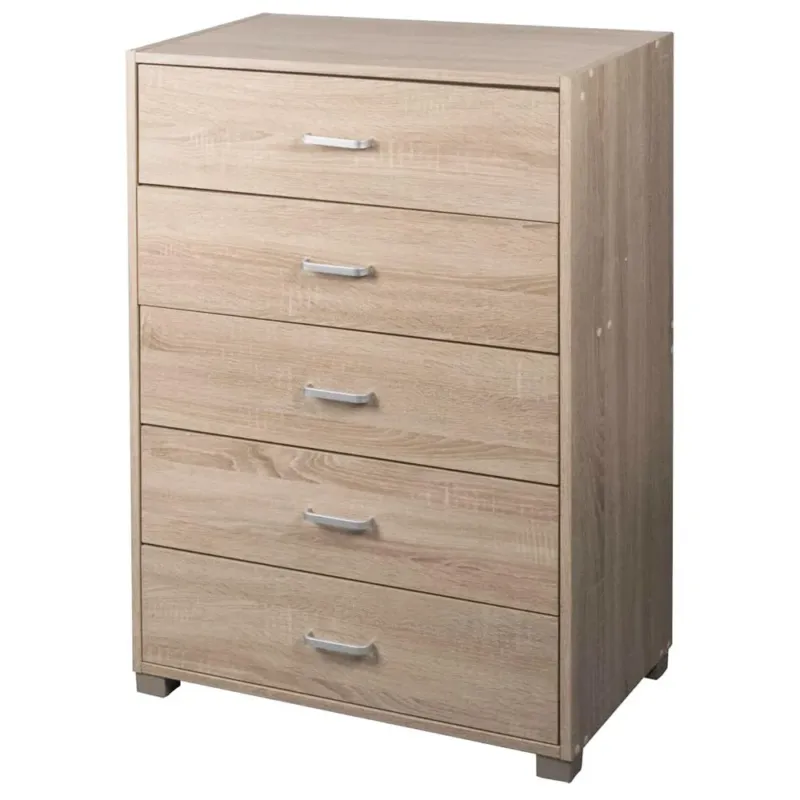 Mobile Cassettiera Mobiletto 5 Cassetti in Legno Design Moderno Querci 68x40x100 Occasione