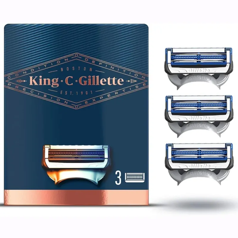 Esclusivo King C. Gillette Lamette per Rasoio di Sicurezza 3 Ricambi Rifinitore Precisione