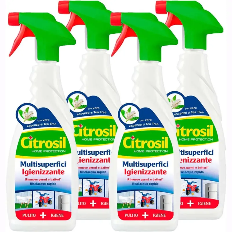 4x650ml Citrosil Home Protection Spray Igienizzante Multiuso Essenze Tea Tree Super Prezzo