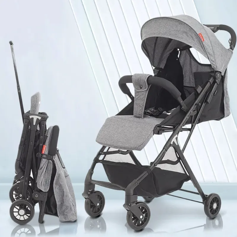 Passeggino Pro Ultra Leggero Grigio Chiusura Facilitata Salvaspazio Portata 15kg Consegna Rapida