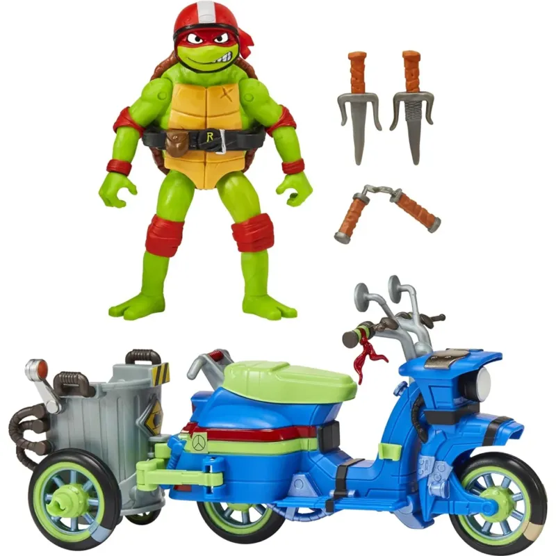 Tartarughe Ninja Mutant Mayhem Veicolo e Raffaello 11.5cm Articolato Idea Regalo Promo Stagionale