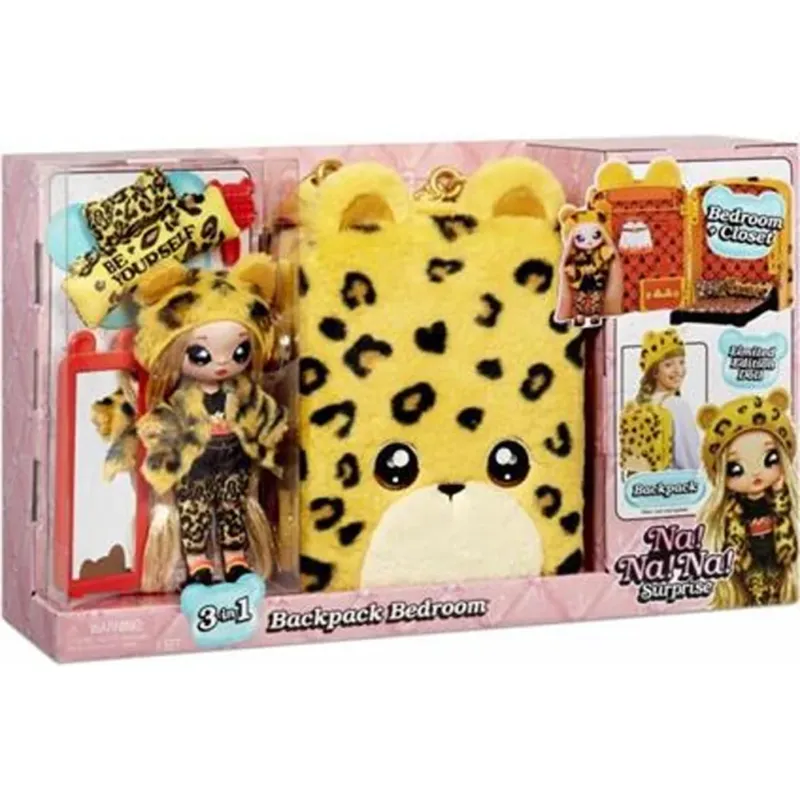 Pagamento Sicuro Na Na Na Surprise 3-in-1 Zaino Camera da Letto Leopardato Bambola Jennel Jaguar