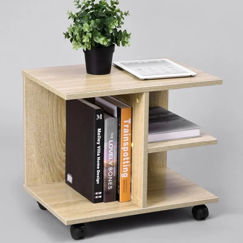Tavolino Salotto Multifunzione Porta TV Riviste Comodino con Ruote Legno Beige Ultima Occasione
