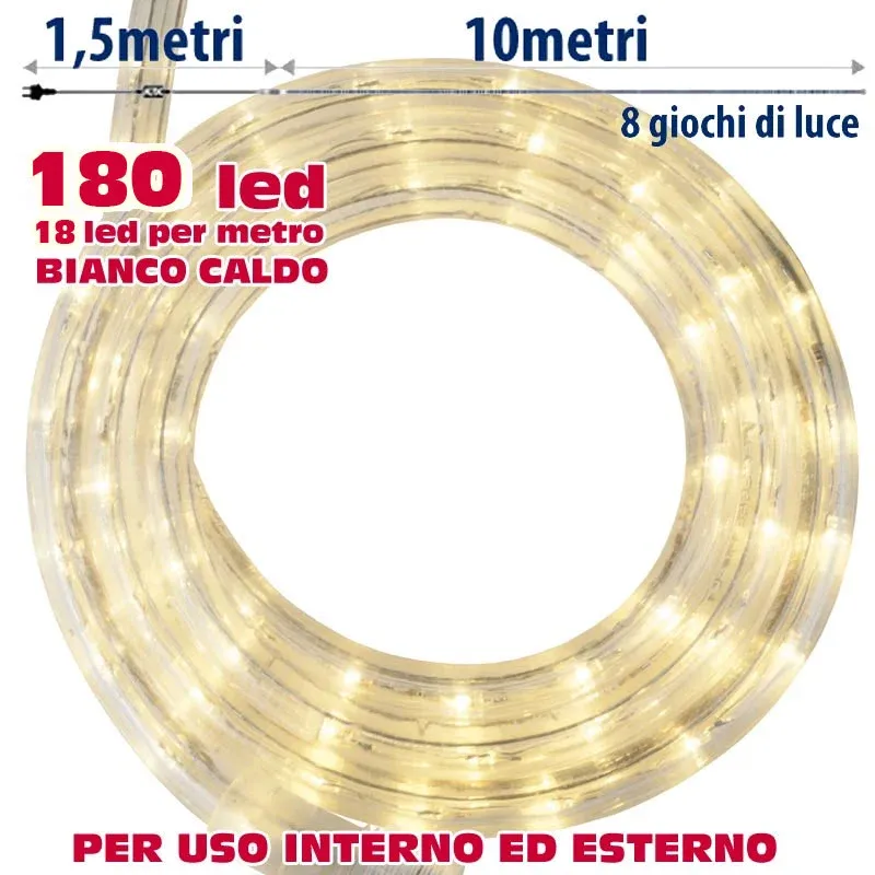 Economico Tubo Luminoso a LED per Esterno Bianco Caldo 10 Metri con Controller Giochi Luce