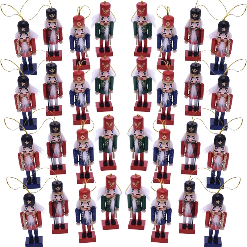 Set 24 Schiaccianoci Appendibili Albero di Natale Soldatini Natalizi Blu e Rosso Solo Oggi