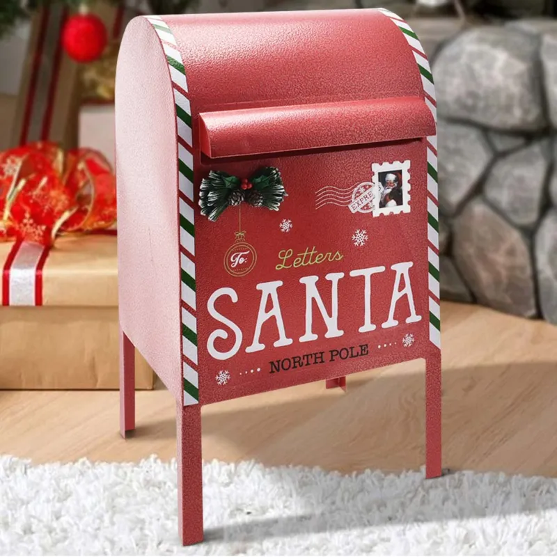 Professionale Cassetta Postale Buca Lettere di Babbo Natale Decorazione Natalizia Metallo 52cm