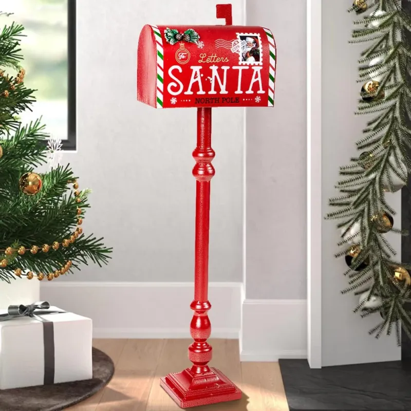 Promo Stagionale Cassetta Postale Americana di Babbo Natale Decorazione Natalizia Metallo 100cm