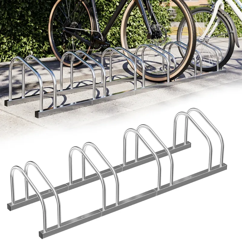 Parcheggio 4 Posti Porta Bici Stand Rastrelliera Cavalletto Biciclette Acciaio Super Prezzo