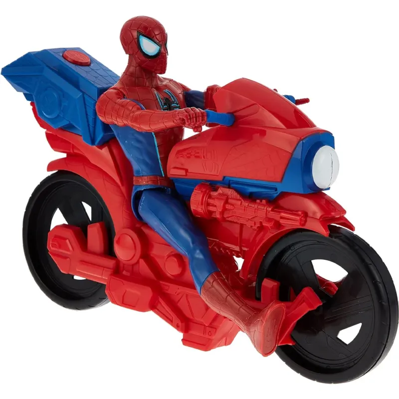 Ultimissimo Modello Spiderman Titan Power con Moto Action Figure 30 cm con Luci e Suoni Idea Regalo