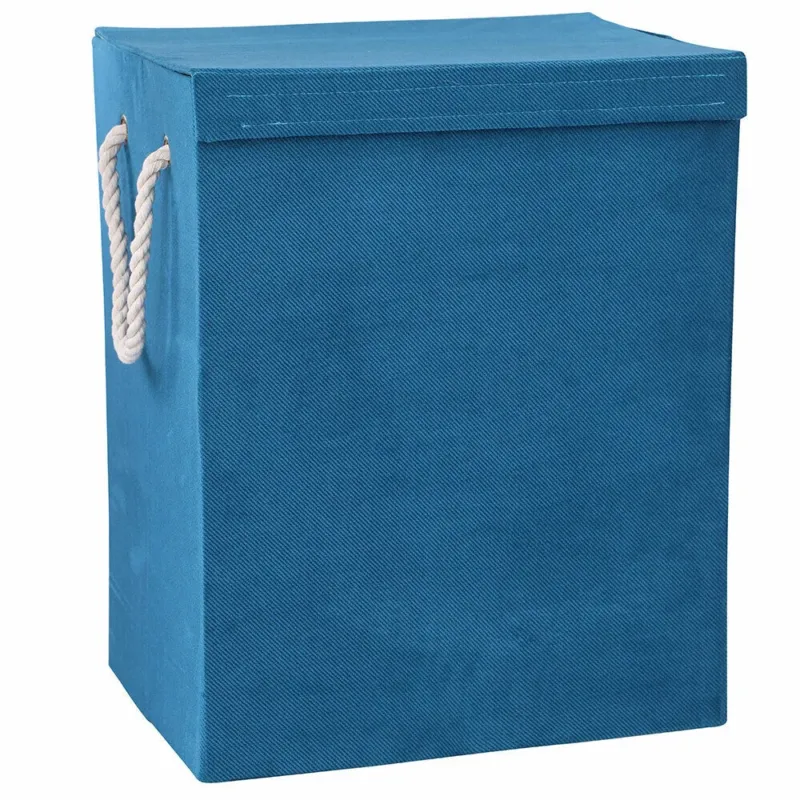 Promozione Cesto Porta Biancheria Pieghevole Tessuto Velluto Manici Portabiancheria Blu
