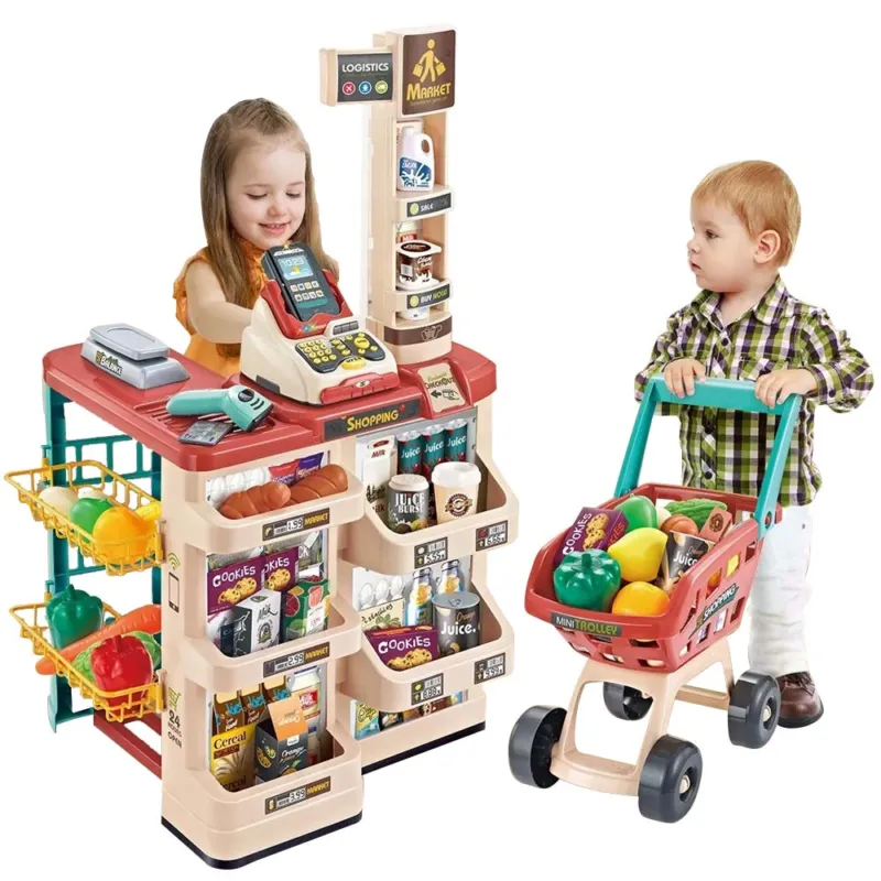 Direttamente Dal Produttore Playset Supermercato Giocattolo Bambini con Carrello Spesa e Registratore Cassa