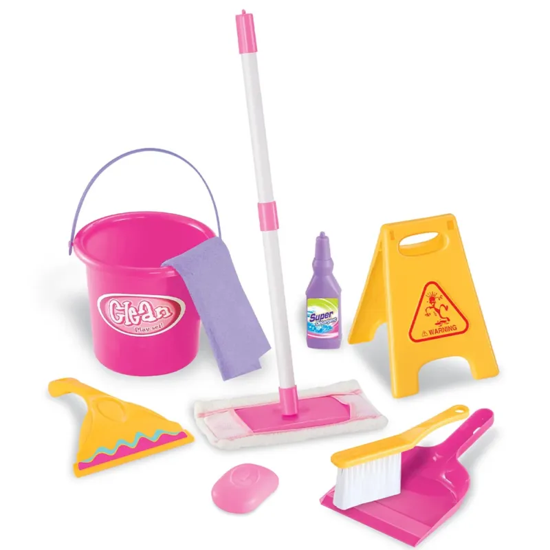 Set Pulizia Giocattolo per Bambini 9 Pezzi con Mocio e Secchio Mop Idea Regalo Pagamento Sicuro