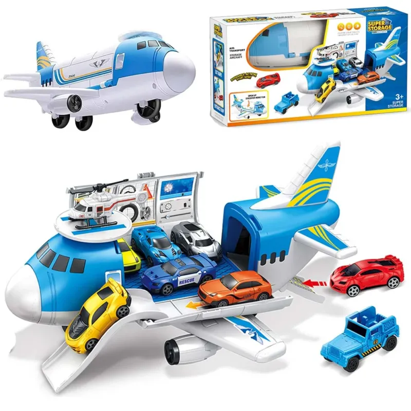 Playset Aereo Garage Giocattolo Bambini Aeroplano Apribile con 2 Macchinine Saldi