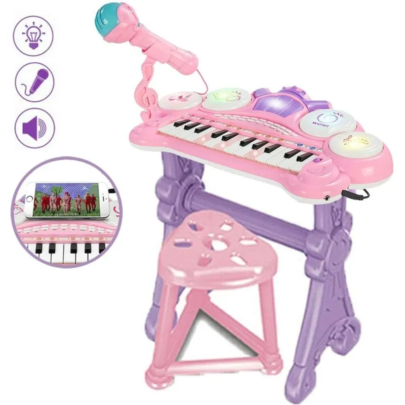 Prezzo Basso Pianola Tastiera Giocattolo Bambini 24 Tasti Microfono Attacco Mp3 e Supporto