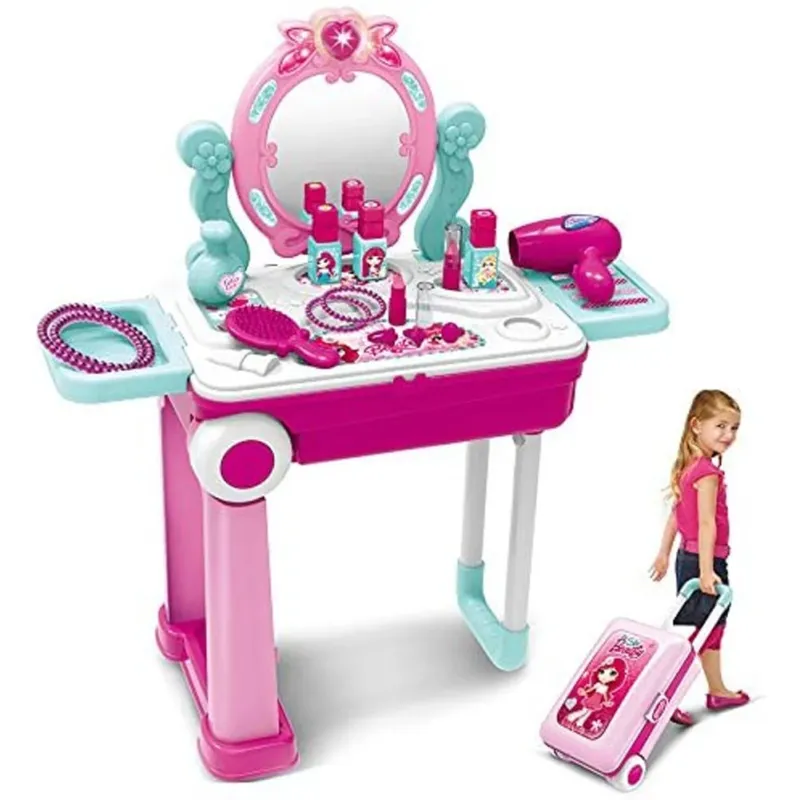 Più Venduto Trolley Beauty Bellezza Specchiera Trucchi Giocattolo per Bambini Richiudibile