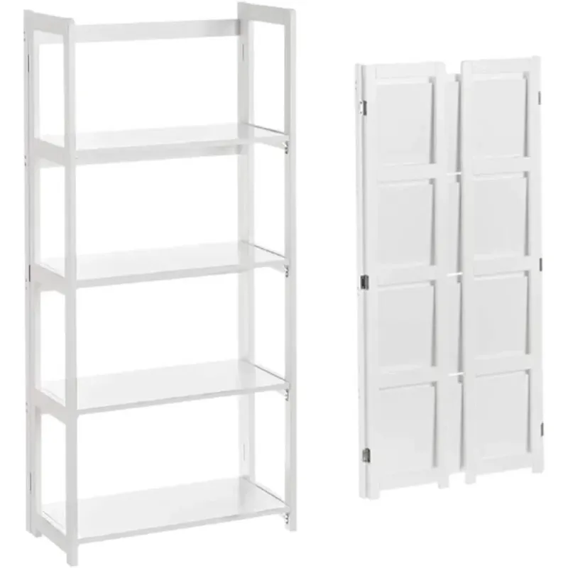 Scaffale Libreria 4 Ripiani Pieghevole in Legno MDF Scaffalatura 56x27x120cm Offerta