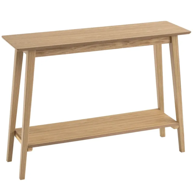 Consolle Tavolo Nordico in Legno Naturale da Soggiorno con 2 Ripiani 100x30x72cm Promozione