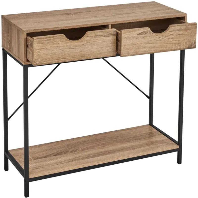Mobile Mobiletto Tavolino con 2 Cassetti Legno Ripiani Scomparti Design Moderno Quantità Limitata