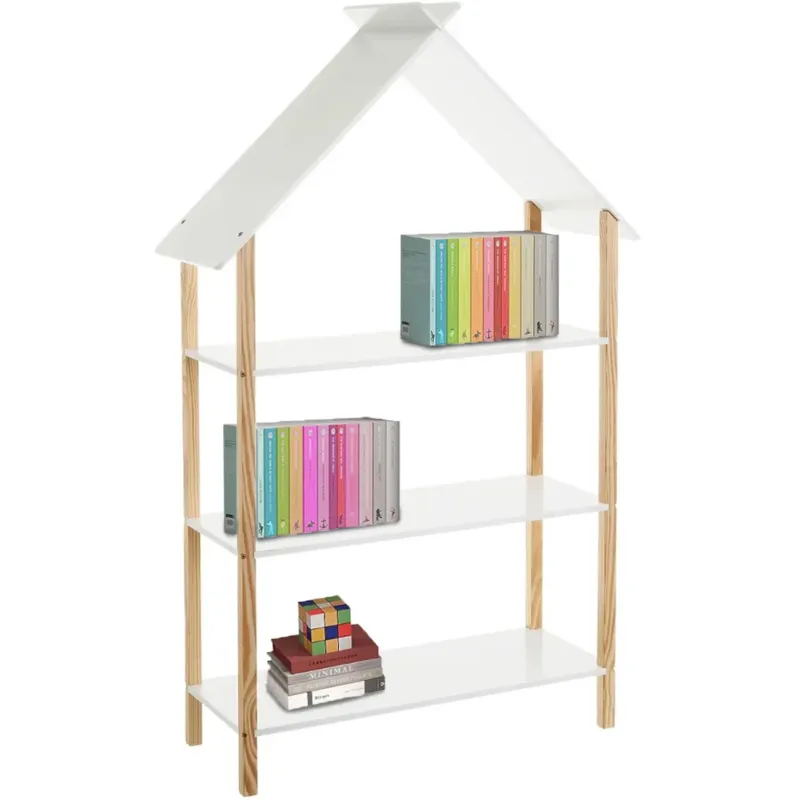 Offerta Libreria Montessoriana per Bambini a Forma di Casa Scaffale 3 Ripiani 79x30x131cm